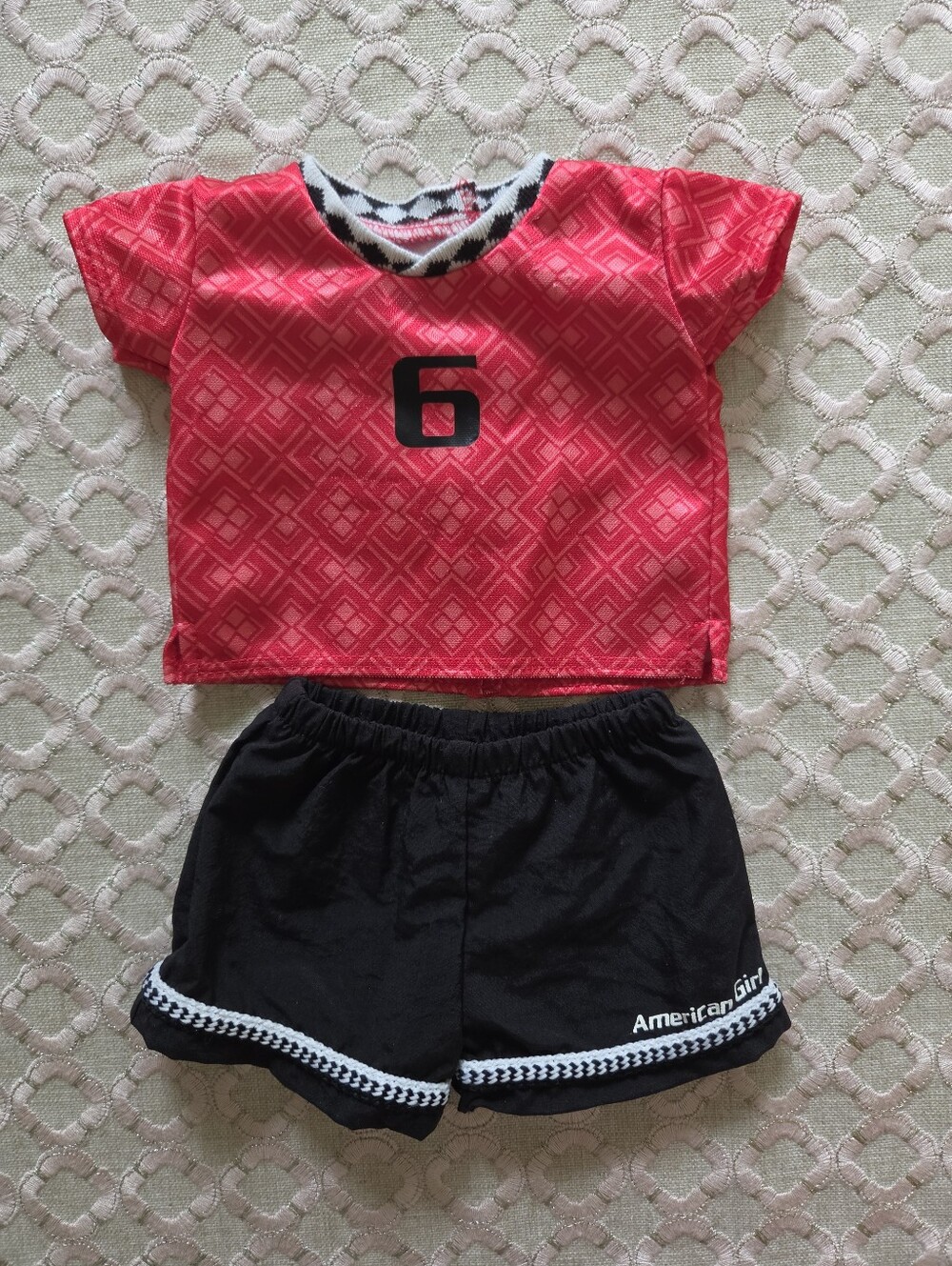 American Girl Just Like You Red Soccer Outfit 2001-2003 Retired Jersey + Shorts